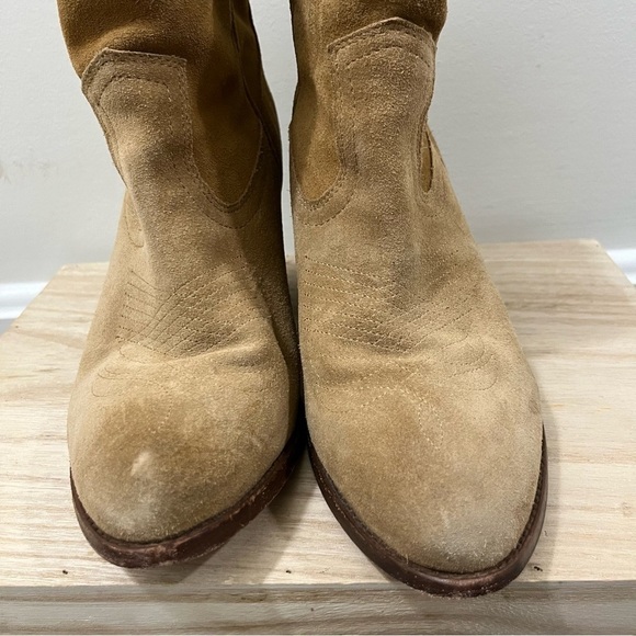 Frye Ilana Beige Suede Leather Western Ankle Boot 7.5 - Picture 6 of 6